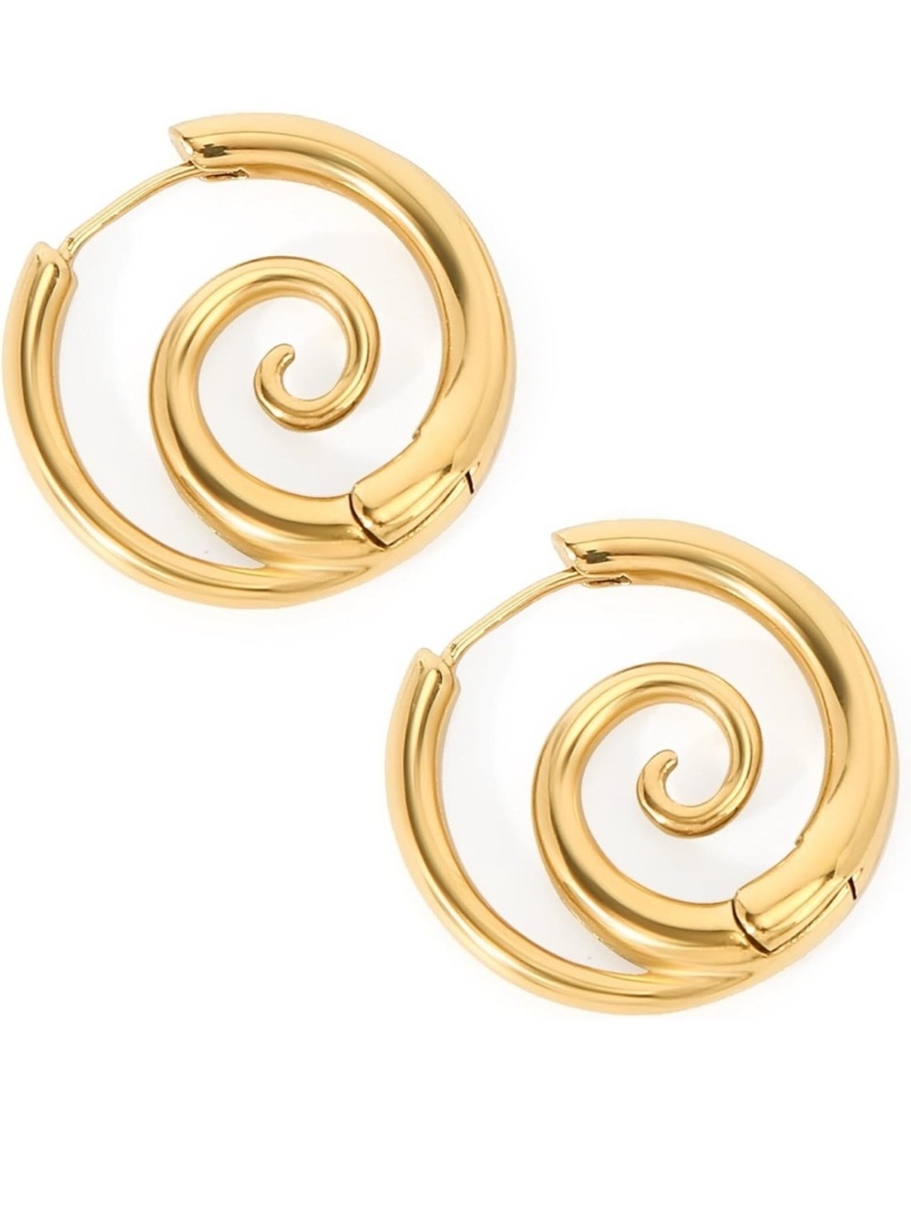 Gold Spiral Hoop Earrings for Women - Elegant Swirl Design